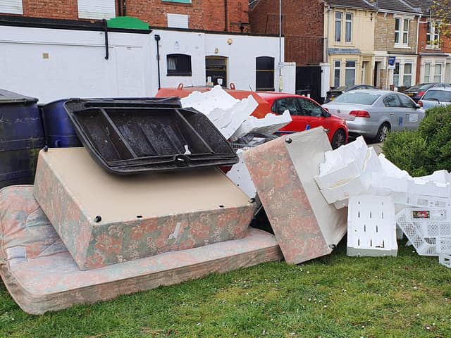 Fly-tipping on Bradford Road in Portsmouth in April this year - one of the incidents which saw a CCTV camera installed Picture: Brian Morgan