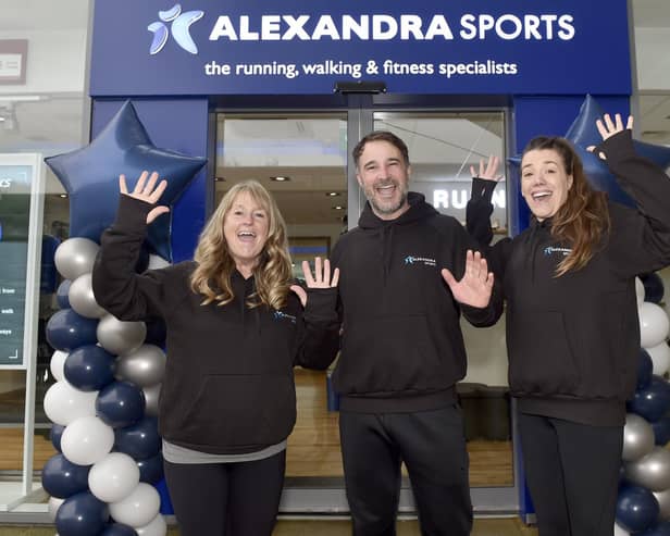 Alexandra Sports have opened their shop at 1000 Lakeside, North Harbour, Portsmouth   Pictured is: (l-r) Dawn Taylor, managing director, Sam Broad, buyer and sales manager and Emma-Leigh Harrison, manager.   Picture: Sarah Standing (211124-6176)