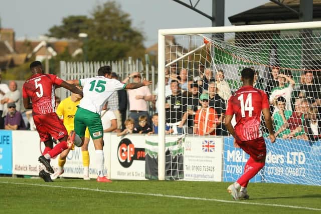Alfie Rutherford scores for the Rocks with the second touch of his comeback. Picture: Martin Denyer