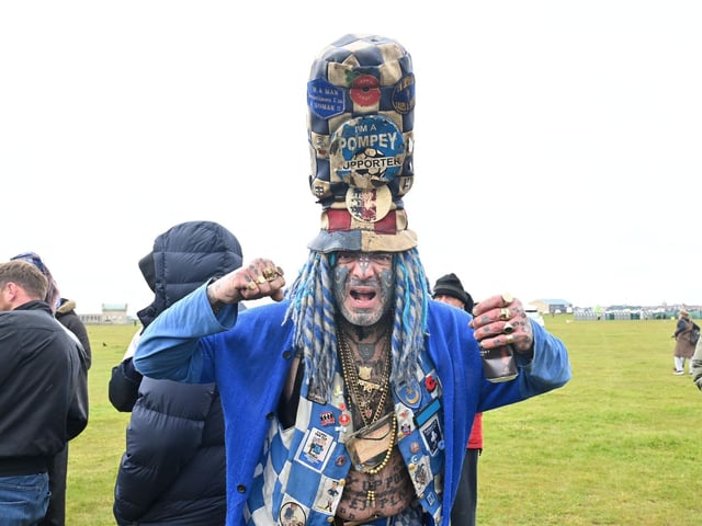 Thousands of Pompey FC fans flocked to Southsea Common to celebrate the team's League One title and promotion.   Pictured: John Pompey Westwood  Picture Credit: Keith Woodland