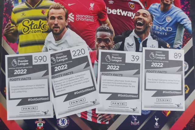 'Footy Facts' on the back of each Panini sticker in 2022