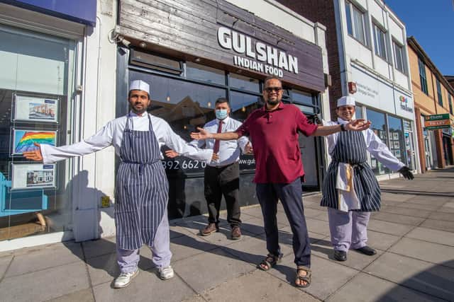 Gulshan Indian Food, London Road, Portsmouth opened in December but had to close and has just reopened for diners

Pictured: Staff Shiful Islam, Rakib Abdur, Shafiur Rahman and owner Abdul Hoque at Gulshan Food, Portsmouth on 9 June 2021

Picture: Habibur Rahman