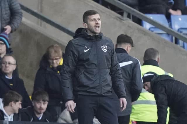 John Mousinho urges his side on during the disappointing 1-1 draw at struggling Oxford United. Picture: Jason Brown/ProSportsImages