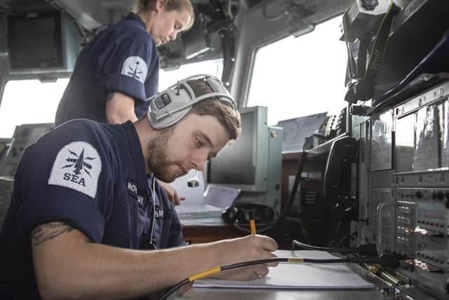 Pictured: HMS Kent takes part in close proximity sailing whilst on Exercise BALTOPS 20. Photo: LPhot Dan Rosenbaum, HMS Kent