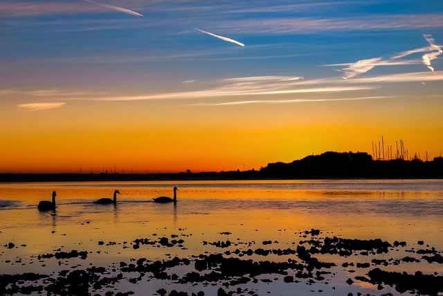 Langstone at dawn. Nothing can bring you peace but yourself taken by Vicky Stovell