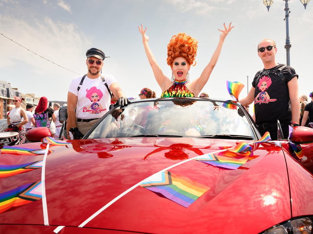 Pictured is: Drag queen Cherry Liquor, who led the parade.
Picture: Keith Woodland