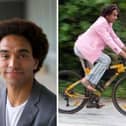The celebrated author will cycle across the South West on his 'bamboo bicycle'.