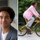 The celebrated author will cycle across the South West on his 'bamboo bicycle'.