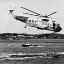 RNLI open day, demonstration by the Portsmouth lifeboat crews and the SAR helicopter, Eastney, 1995. The News PP4915