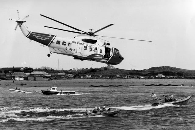 RNLI open day, demonstration by the Portsmouth lifeboat crews and the SAR helicopter, Eastney, 1995. The News PP4915