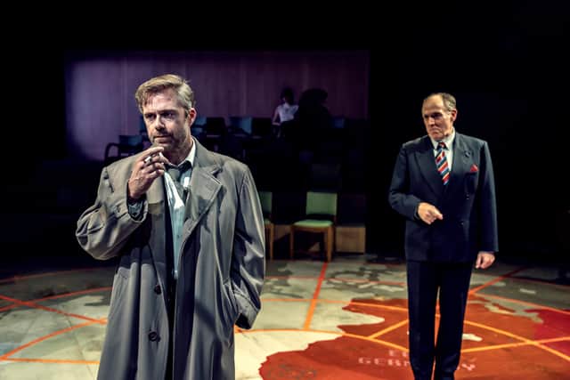 Rory Keenan as Alec Leamas with Ian Drysdale as Control in The Spy Who Came In From The Cold. Photo by Johan Persson