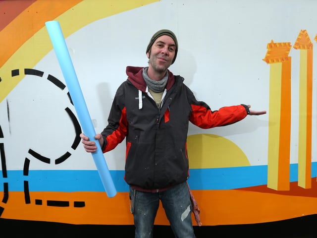 Mook with his work Brighter Future. Picture: Chris Moorhouse (jpns 250223-21)