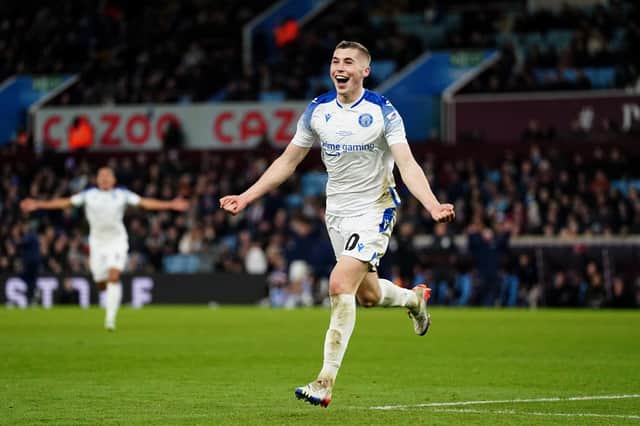 Stevenage's Dean Campbell celebrates scoring his side's stunning late winner at Aston Villa. Picture: Nick Potts/PA Wire.