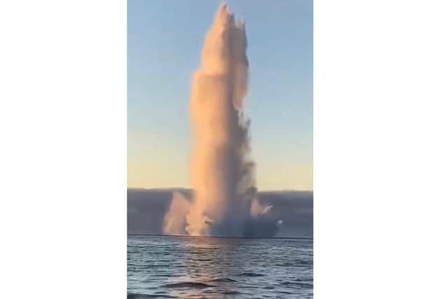 The moment the Royal Navy detonated an historic Nazi bomb found in the Solent. Photo: Twitter/Royal Navy