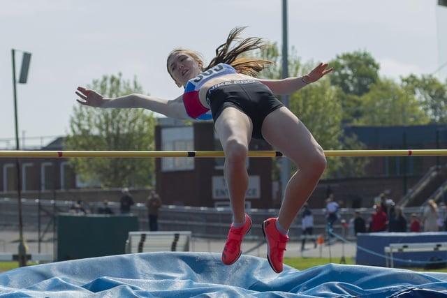 Trinity Gaisford was the joint-winner of the high jump, recording 1.50m. Picture by Paul Smith