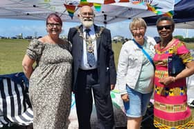 GVA CEO Kay Hallsworth (left) and Community Engagement Manager Jacky Charman with the Lord Mayor and Lady Mayoress of Portsmouth at last year's Portsmouth Pride