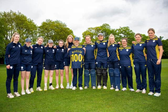 Portsmouth's Emily Windsor became the first woman to play 100 games for Hampshire 