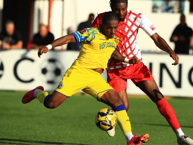 Gianni Crichlow battles for possession. Picture by Dave Haines