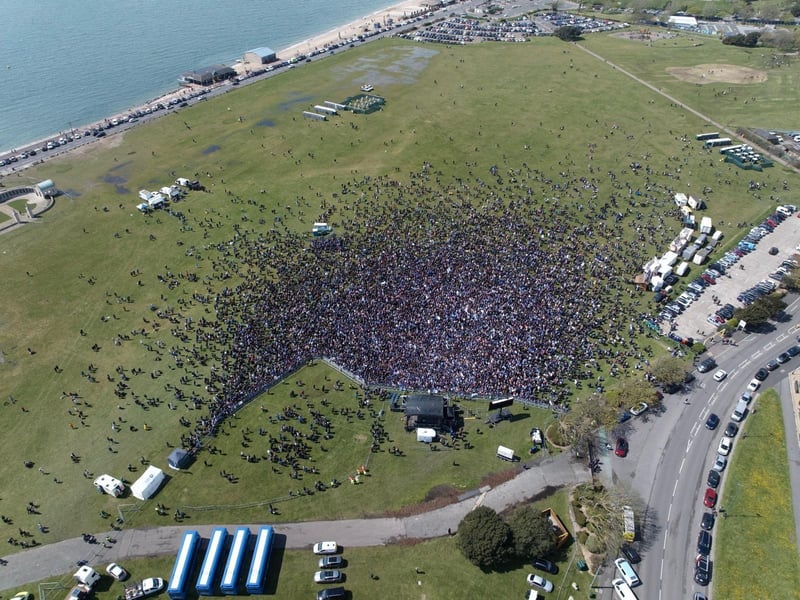 Unbelievable drone footage has captured the amount of people that have turned out to support Pompey FC following the team's promotion and League One title. Picture Credit: Marcin Jedrysiak