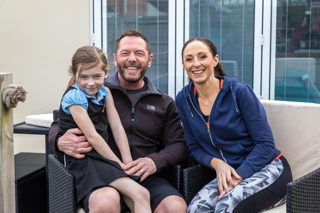 Eve Turner (6) with Ady Turner (57) and Danielle Turner (40). Picture: Mike Cooter (150322)