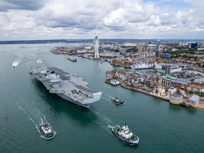 HMS Prince of Wales leaving Portsmouth Harbour on Wednesday afternoon.Pictured - HMS Prince of WalesPhotos by Alex Shute