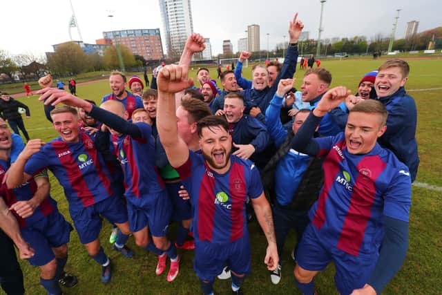 US Portsmouth celebrate after beating Flackwell Heath. Picture: Stuart Martin