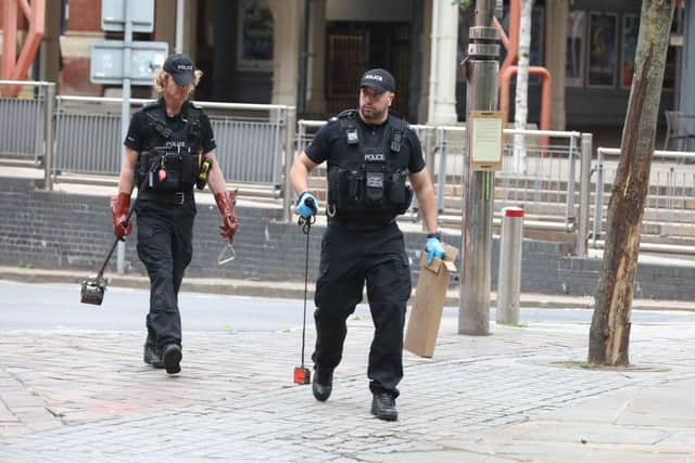 Police are in the Guildhall Square area after the body of a young man, 18, was found yesterday (July 29). His death has been treated as "suspicious" and a murder investigation has been launched. Picture: Sam Stephenson.