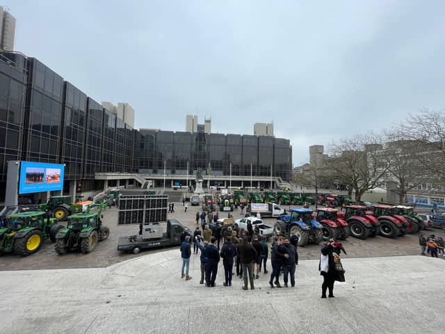 Tractors gathering outside Portsmouth City Counsil offices