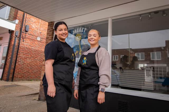 Pictured: Ellie Langton and Maddie Kimber outside Jacket Required. Picture: Habibur Rahman