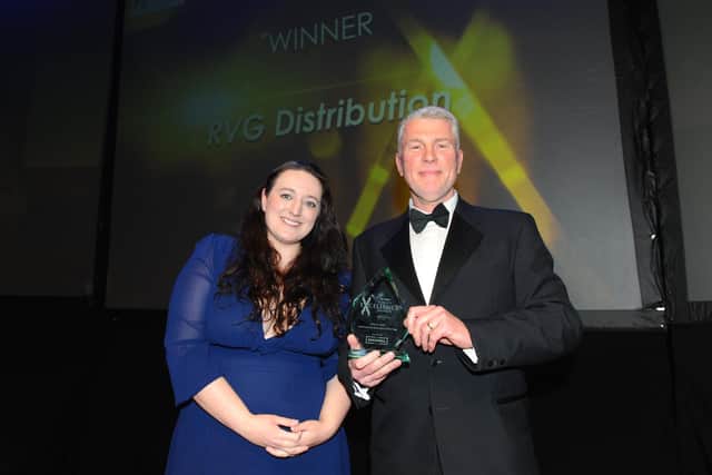 Katherine Scott, commercial director of Portsmouth Cultural Trust with Simon Toft, The News, Portsmouth commercial editor, who collected the award on behalf of RVG Distribution who won the International Business of the Year Award 2020.

Picture: Sarah Standing (210220-8491)
