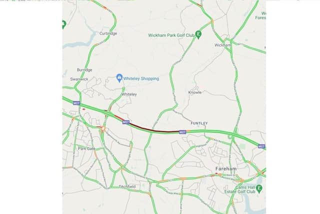 Multi-vehicle crash on the M27 between junction 9 and 10. Picture: Romanse