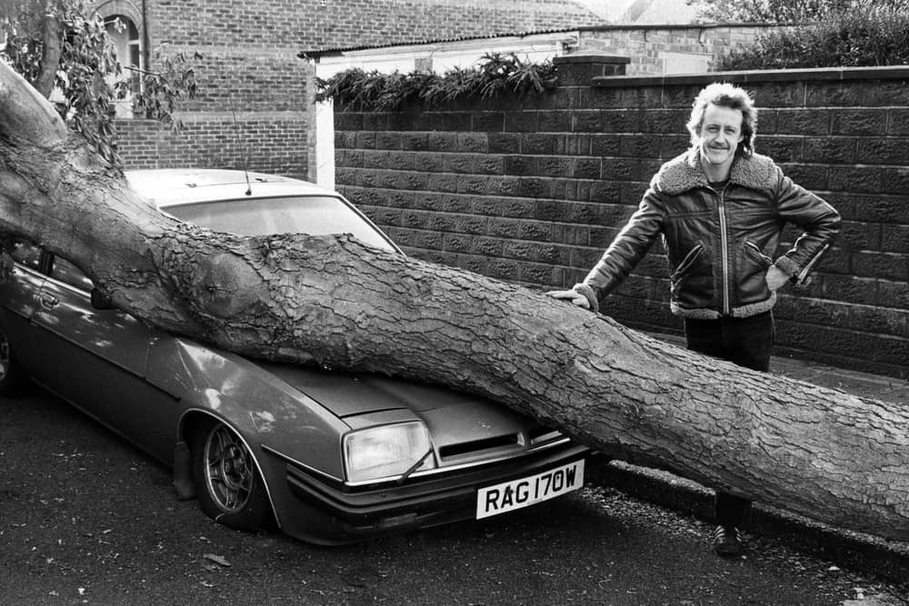 Mike Castellano was not too pleased about his car after the Great Storm in October 1987. The News PP4119