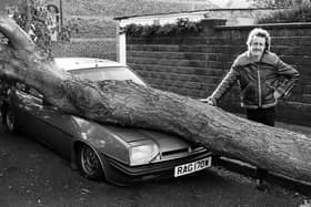 Mike Castellano was not too pleased about his car after the Great Storm in October 1987. The News PP4119