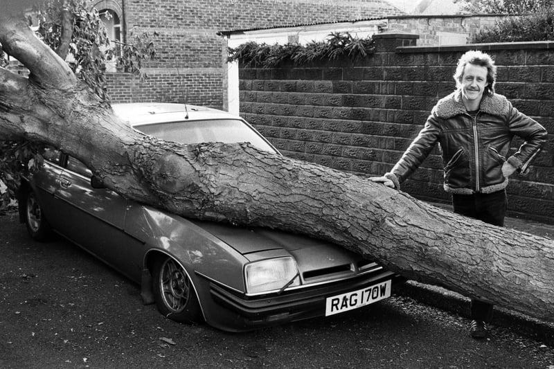 Mike Castellano was not too pleased about his car after the Great Storm in October 1987. The News PP4119