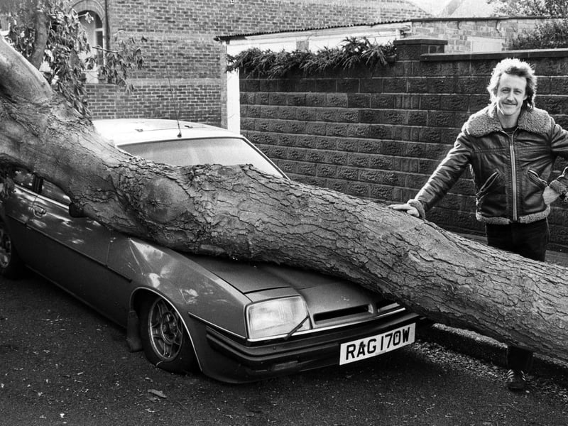 Mike Castellano was not too pleased about his car after the Great Storm in October 1987. The News PP4119