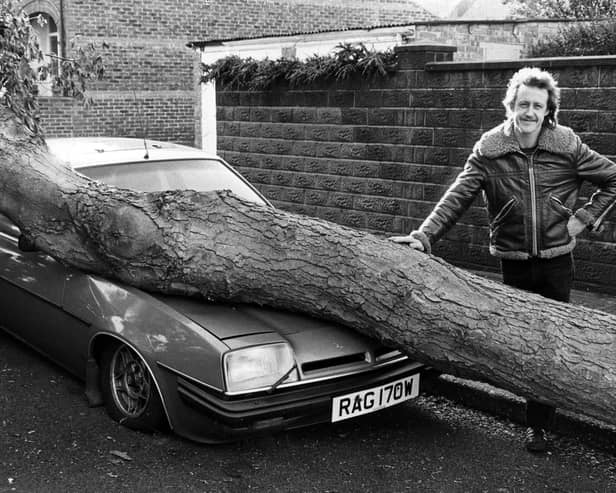 Mike Castellano was not too pleased about his car after the Great Storm in October 1987. The News PP4119