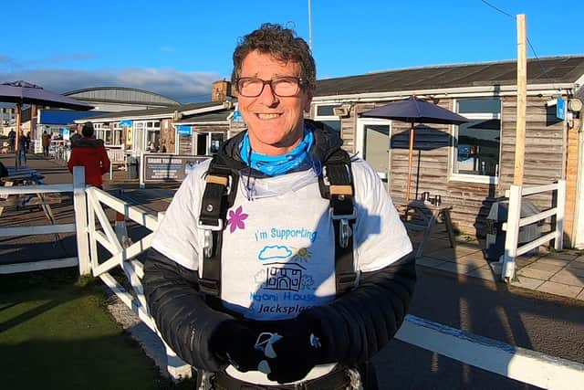 Norman Terrill took on a skyathlon for Naomi House hospice where he ran 15k, cycled 30k and then did a skydive.