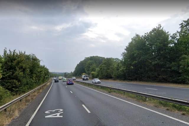 The motorist, driving on the wrong side of the road on the southbound carriageway of the A3, got involved in a collision with five other cars. Picture: Google Street View.
