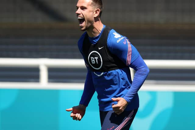 Jordan Henderson during an England training session at St George's Park on June 9. Picture: Catherine Ivill/Getty Images