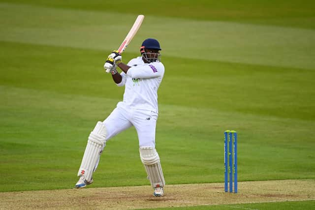 Keith Barker on his way to a Hampshire-best 84 at Lord's yesterday.  Photo by Alex Davidson/Getty Images.