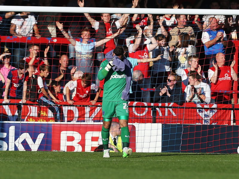 A tough start to the 2013-14 season was compounded by a dismal 4-2 defeat at York which effectively destroyed the Pompey career of John Sullivan. The keeper endured a nightmare match, including conceding three goals in eight minutes, and looked shot to pieces at the final whistle. A superb Jed Wallace solo goal is forever overshadowed by his goalkeeper's display. Picture: Joe Pepler