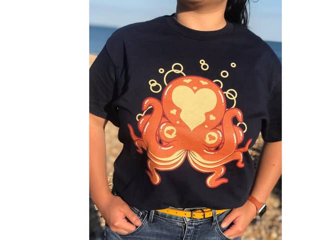 An Octopus Story T-shirt, one of the rewards from the arts project's Crowdfunder