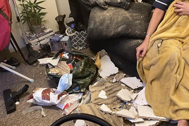 The ceiling collapsed on Suzanne's head as she slept.