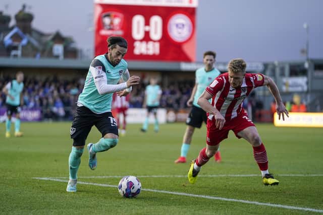 Owen Dale on the attack in the first half against Exeter. Picture: Jason Brown/ProSportsImages