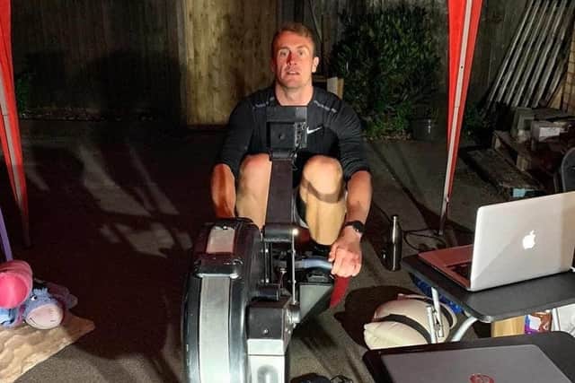 Daryl Green, 27, of Cosham, pictured completed his 24-hour rowing event which raised more than £2,800 for mental health charity Mind.