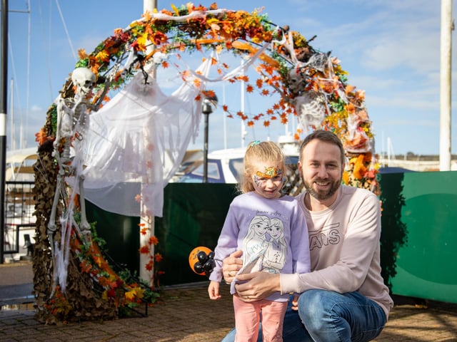 People flocked to Port Solent on Thursday to enjoy the half term entertainment, including arts and craft, face painting and magic shows.
Pictured - Madison, 5 with Dad Dan enjoying the kids club
Photos by Alex Shute