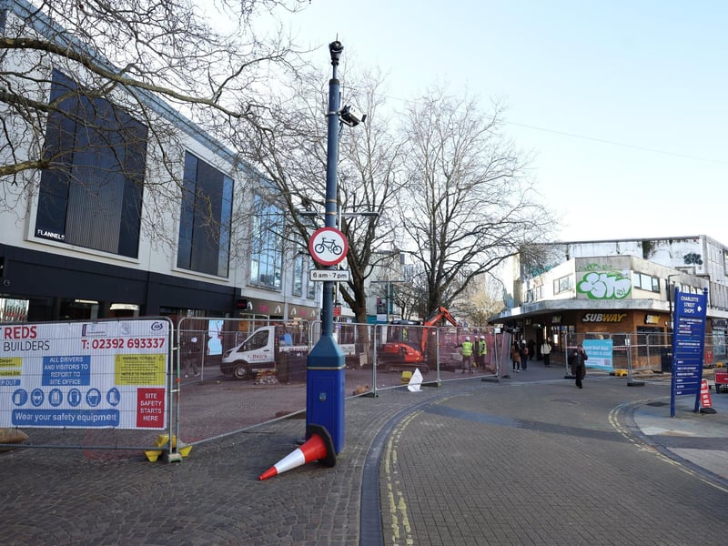 Improvement works going on in Commercial Road (the end outside Subway) and at the end of Charlotte Street in Portsmouth, Hampshire.
Monday 12th February 2024.
Picture: Sam Stephenson.