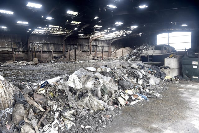 Pictures show the damage caused by the fire at TJ Waste Materials Recovery Facility. Picture: Sarah Standing (080724-6722)
