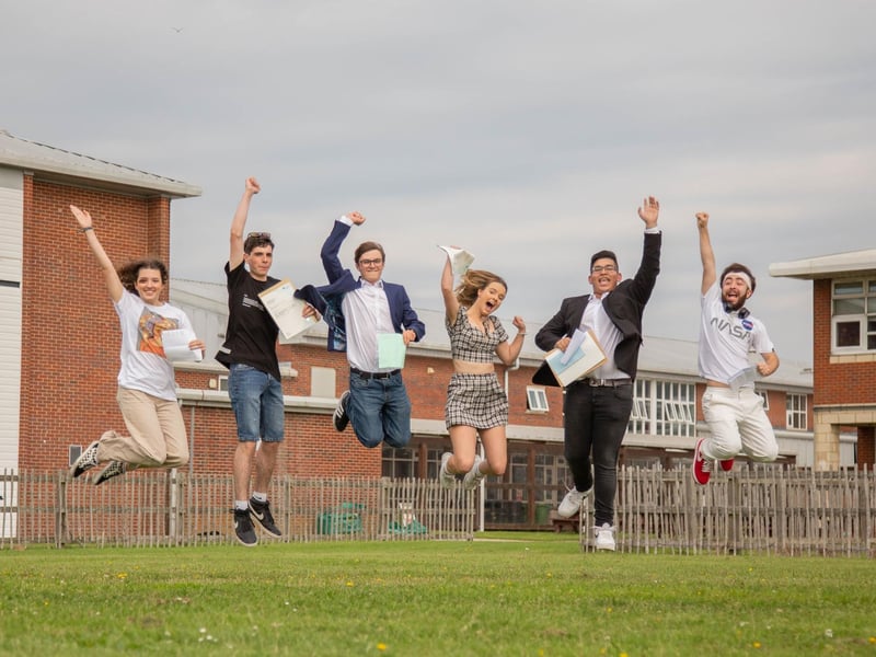 Pictured: Students celebrating their A-level results at City of Portsmouth College on Thursday, August 17. Picture: Habibur Rahman