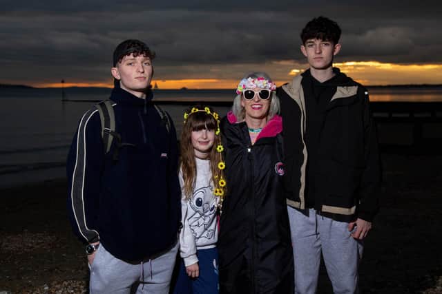Pictured: Samantha Hope with her children, Ethan 18, Joni Lewis 10 and Elliot 17 before going into the sea
Picture: Habibur Rahman